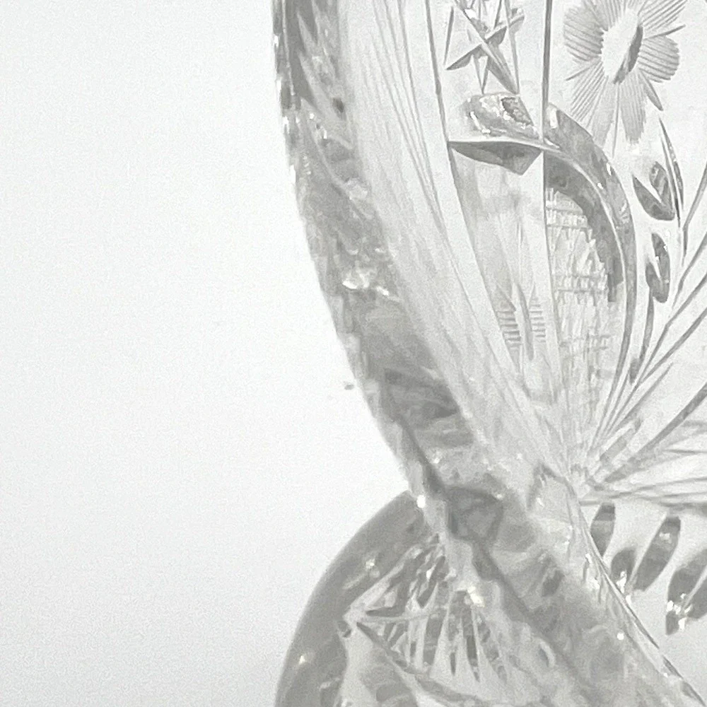 American Brilliant Cut Crystal Vase Star Pinwheel Hobstar Waisted Form c.1900